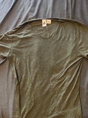 Feathers brand green light weight cotton t-shirt. Fits like a small